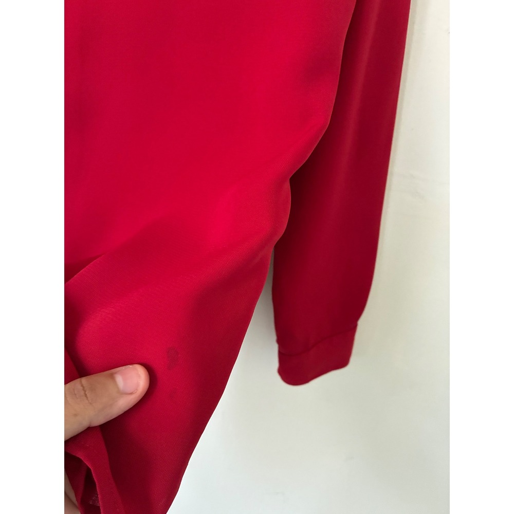 Vintage Sag Harbor Red Button Down Blouse Long Sleeve Notched Collar Size 8 - Picture 4 of 7